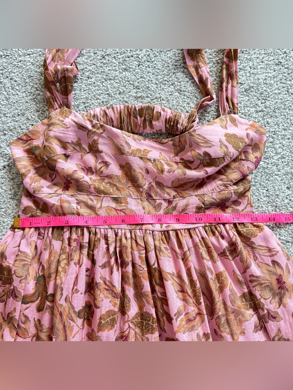 Amalie Pink Floral Tencel Halter Open Back Midi Dress US 2 - Picture 11 of 14